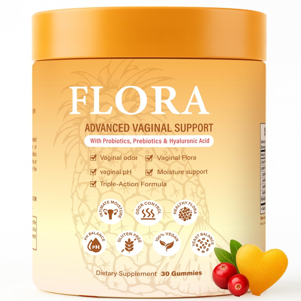 Flora Plus Probiotic Gummies για τις γυναίκες, Advanced Κολπική Υποστήριξη Προβιοτικά Gummies, Ph Balance, Προώθηση υγιή Κολπική Οδο & Χλωρίδα, Ανανάς, 60 Count(1)