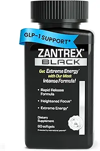Zantrex Black – Naturally Boost GLP-1 & Metabolism Support | Thermogenic Energy, Weight Management Formula | 60 Pills