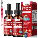 Creatine HCL Υγρές σταγόνες για άνδρες & γυναίκες, Υδροχλωρική κρεατίνη με L-καρνιτίνη, L-Γλουταμίνη, BCAA, Βιταμίνη B12 & B6 για μυϊκή ανάπτυξη & ανάκτηση-Vegan, μικτή γεύση μούρου, 4 Fl Oz