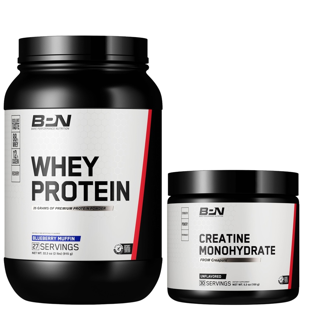 BPN ΑΠΟΔΟΣΗ ΚΙΝΔΥΝΟΥ Πρωτεΐνη Μάφιν whey Blueberry + Creatine Bundle