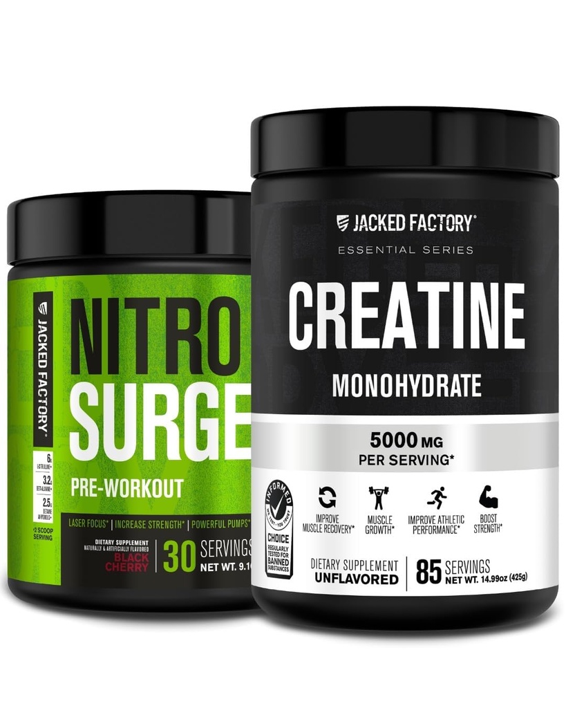 Jacked Factory Nitrosurge Προ-εξάσκηση σε μαύρο κεράσι & Creatine Monohydrate για άνδρες & γυναίκες