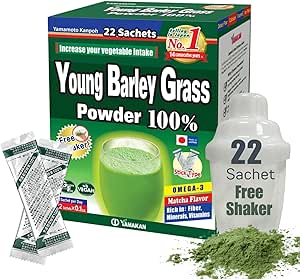 Yamamoto Kanpoh YAMAKAN Barley Grass Juice Powder, Young Barley Grass Powder Rich in Minerals, Vitamins & Plant-Based Protein for Women & Men, Grass Juice from Japan, Non GMO 22 Count