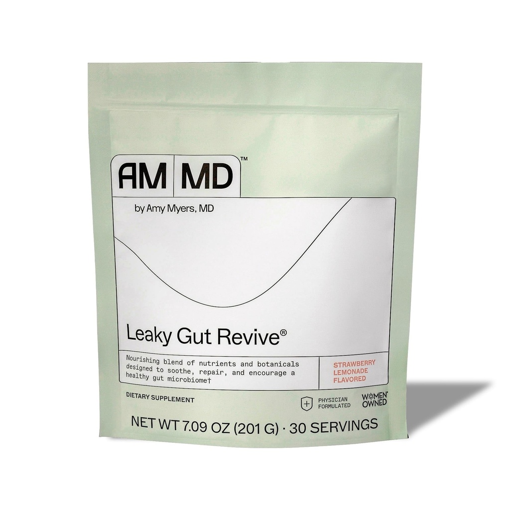 Amy Myers MD Leaky Gut Revive - Gluten-free & Non-Dairy - Βοτανική Μείξη για Υγιή Στήριξη Ορού - GI Υγεία Υποστήριξη με Προβιοτική Ίνες - Λεμονάδα Φράουλα, 7.09 oz (30 εξυπηρετούν)