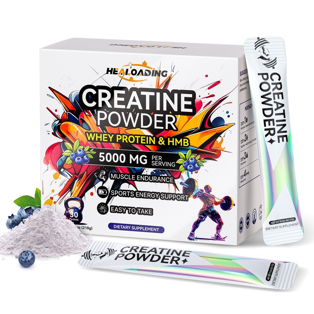 Creatine Monohydrate Powder with Whey Protein: Creatine HMB Micronized Powder for Men & Women, Γρήγορη Απορρόφηση για την Αθλητική Απόδοση & Υποστήριξη των Μυών - 30 Πακέτα
