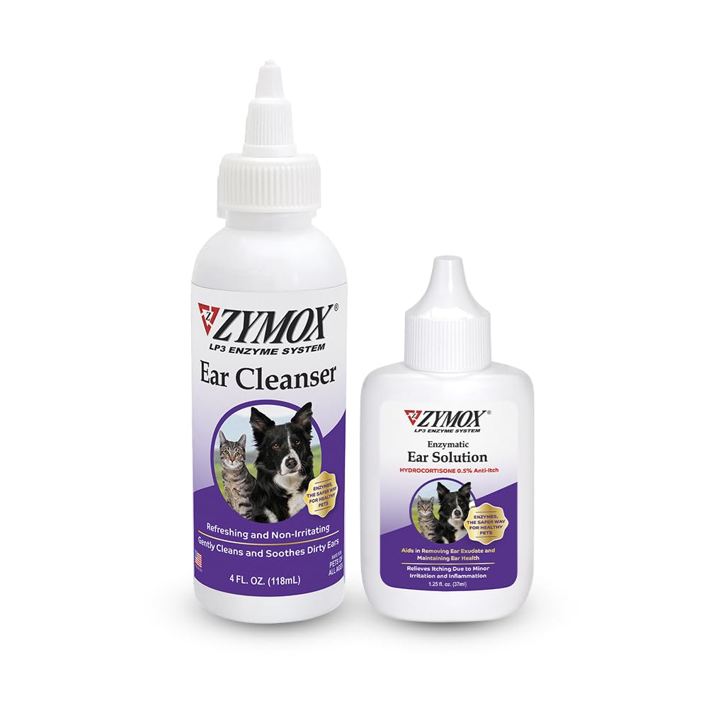 Pet King Brands ZYMOX Αυτική Λύση με 0,5% Υδροκορτιζόνη και Καθαριστικό Αυτί Bundle