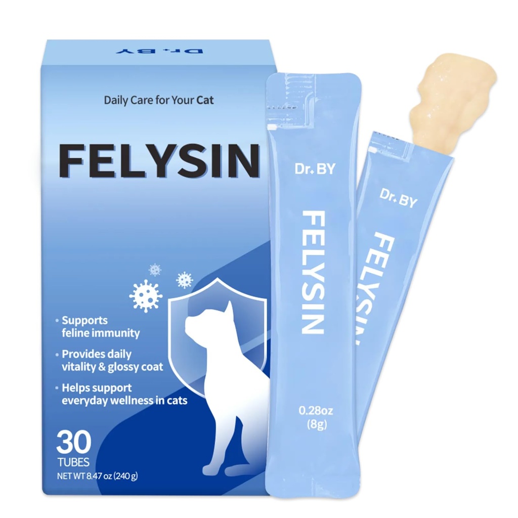 Doctor By FELYSIN L-Lysine για γάτες Ευαίσθητο συμπλήρωμα υποστήριξης του ανοσοποιητικού Αλλεργία Ανακούφιση, φτάρνισμα, Runny μύτη, κρύο, υδατώδη μάτια Αναπνευστική υγεία με Beta-Glucan & Tarine – 30 μεμονωμένα συσκευασμένα