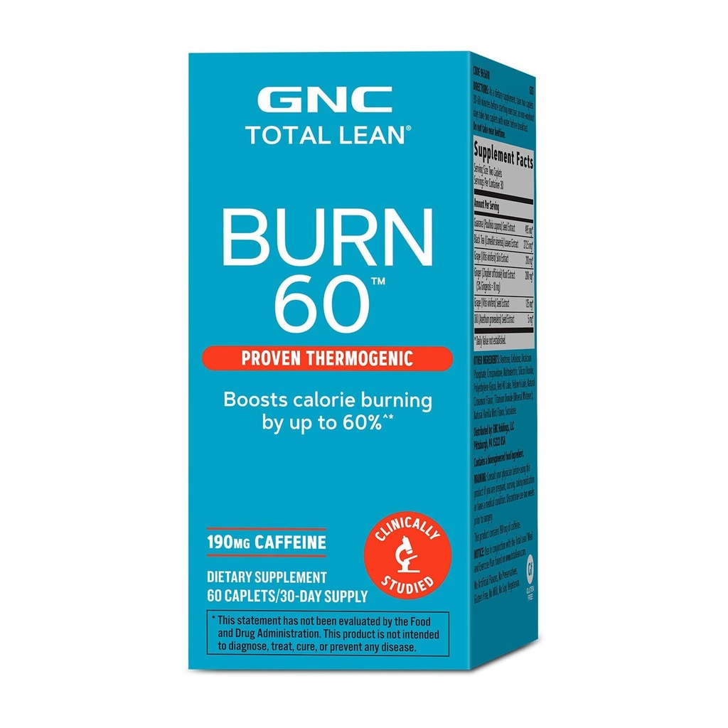 GNC Total Lean Burn 60, Κλινικά Αποδεδειγμένη Θερμογόνος Φόρμουλα, 30 Υπηρεσίες