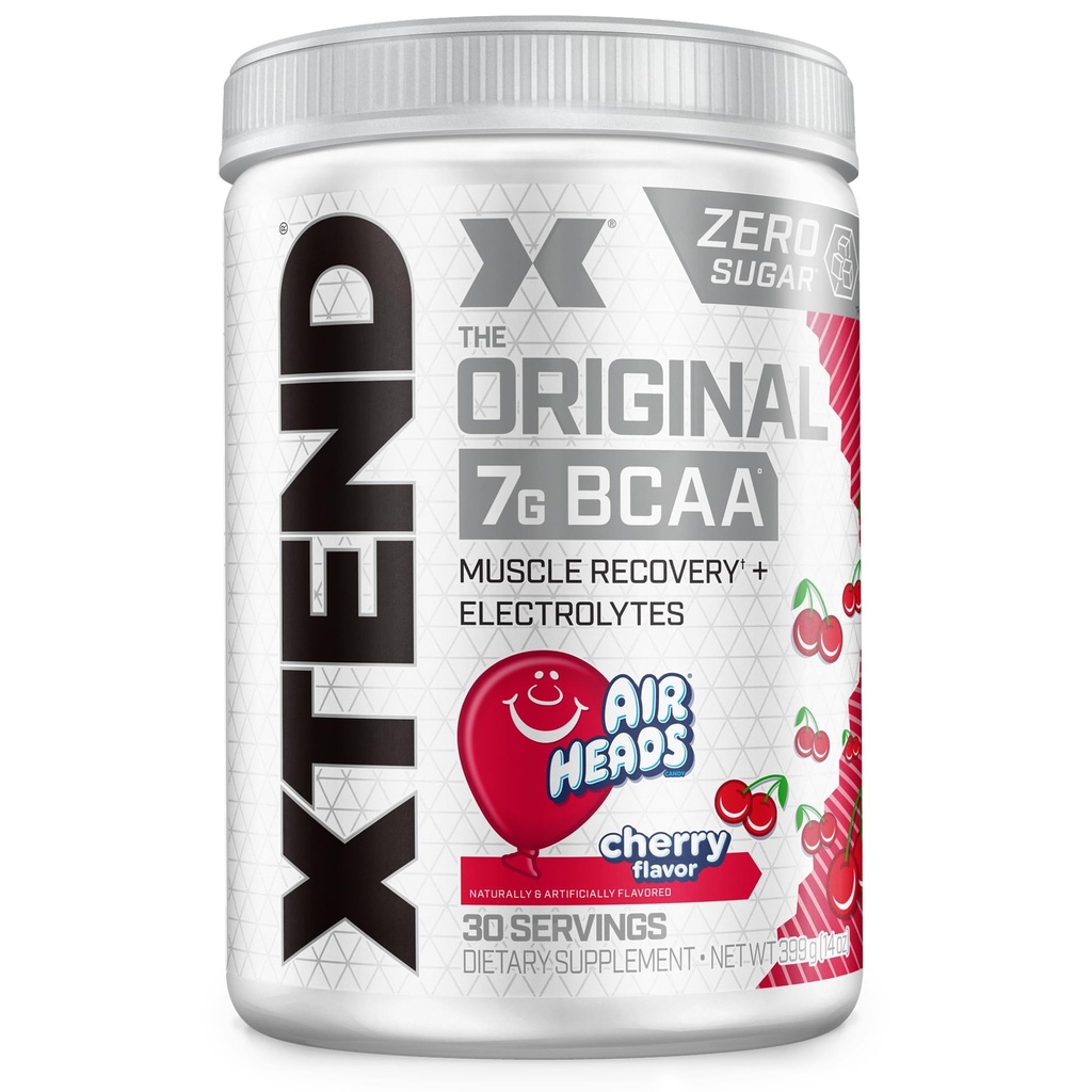 Xtend αρχική BCAA σκόνη, 7g BCAAs και 2.5g L-Glutamine για την ενυδάτωση των μυών και Lean μυών, ζάχαρη δωρεάν ενδο και μετά την προπόνηση ποτό με ηλεκτρολύτες, Cherry Airheads, 30 εξυπηρετούν