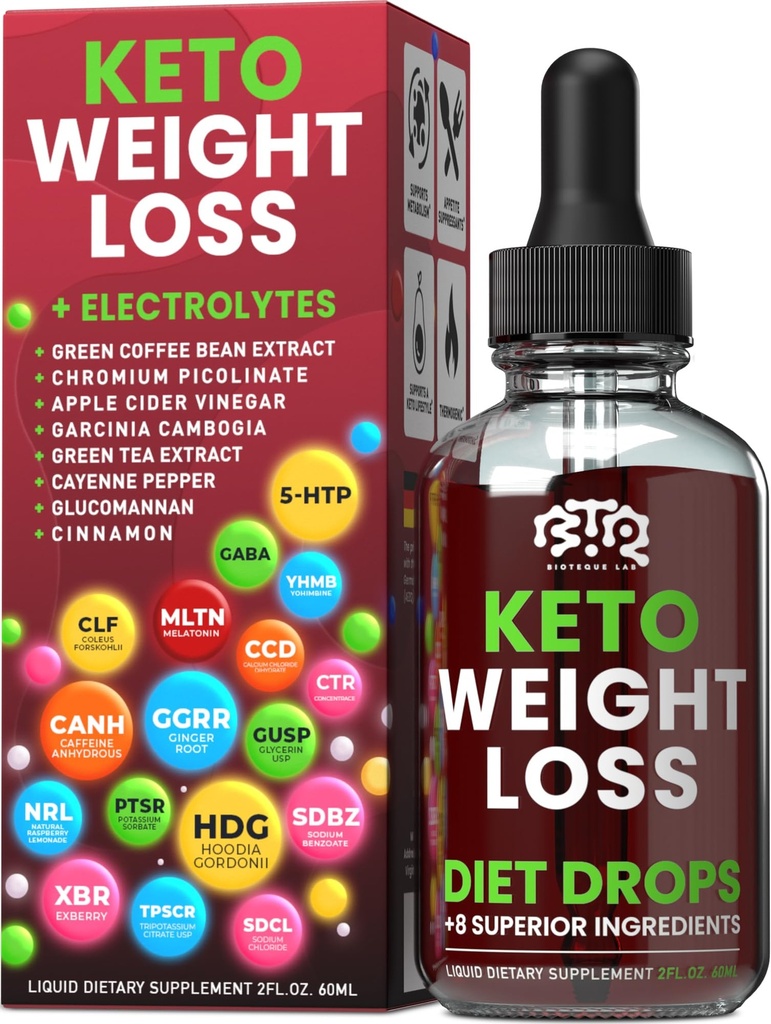 Keto Βάρος Απώλειας Διατροφής Σταγόνες, Φυσικό Καταπιεστικό Ορεκτικό, Λιποθυμία για γυναίκες και άνδρες με μηλίτη μήλου, Πράσινο Coffee Bean Extract, Κανέλα, Καγιέν πιπέρι Μεταβολισμός Booster
