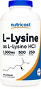 Nutricost L-Lysine 1000mg ανά μερίδα, 250 μερίδες, 500 κάψουλες - Χωρίς γλουτένη, μη ΓΤΟ, 500mg ανά καψάκιο