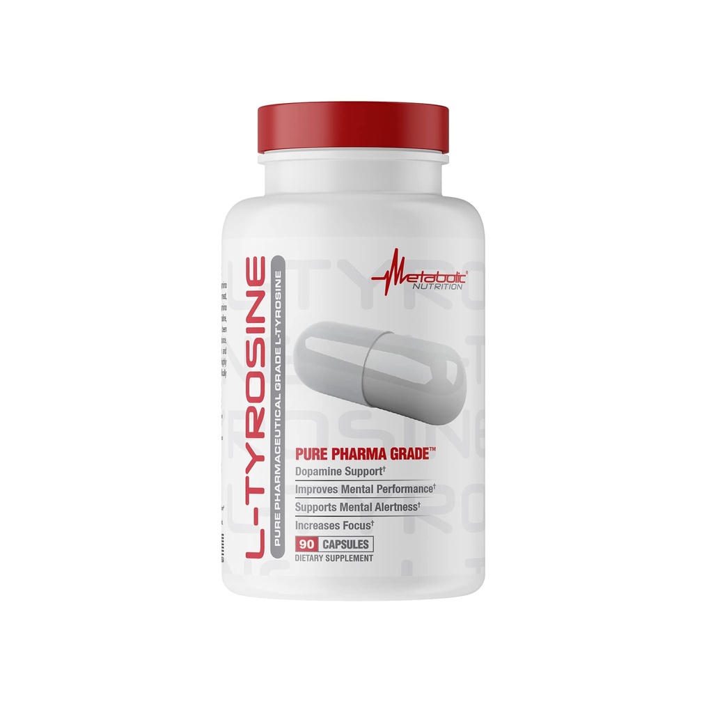 Metabolic Nutrition L-Tyrosine, 90 Capsules, 500mg, Supports Mental Alertness & Focus