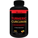 ML Naturals Organic Turmeric Curcumin – 1.800mg, Root Extract 300mg - 120mg Organic Ginger & 15mg Μαύρο πιπέρι (Per Serving) - 180 κάψουλες λαχανικών – Μη ΓΤΟ