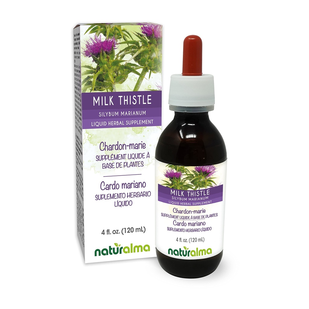 Naturalma Milk Thittle (Silybum marianum) Φρούτα και βότανο Βάμμα Χωρίς αλκοόλ - 4 fl oz Liquid Extract in Drops - φυτικό συμπλήρωμα - Vegan