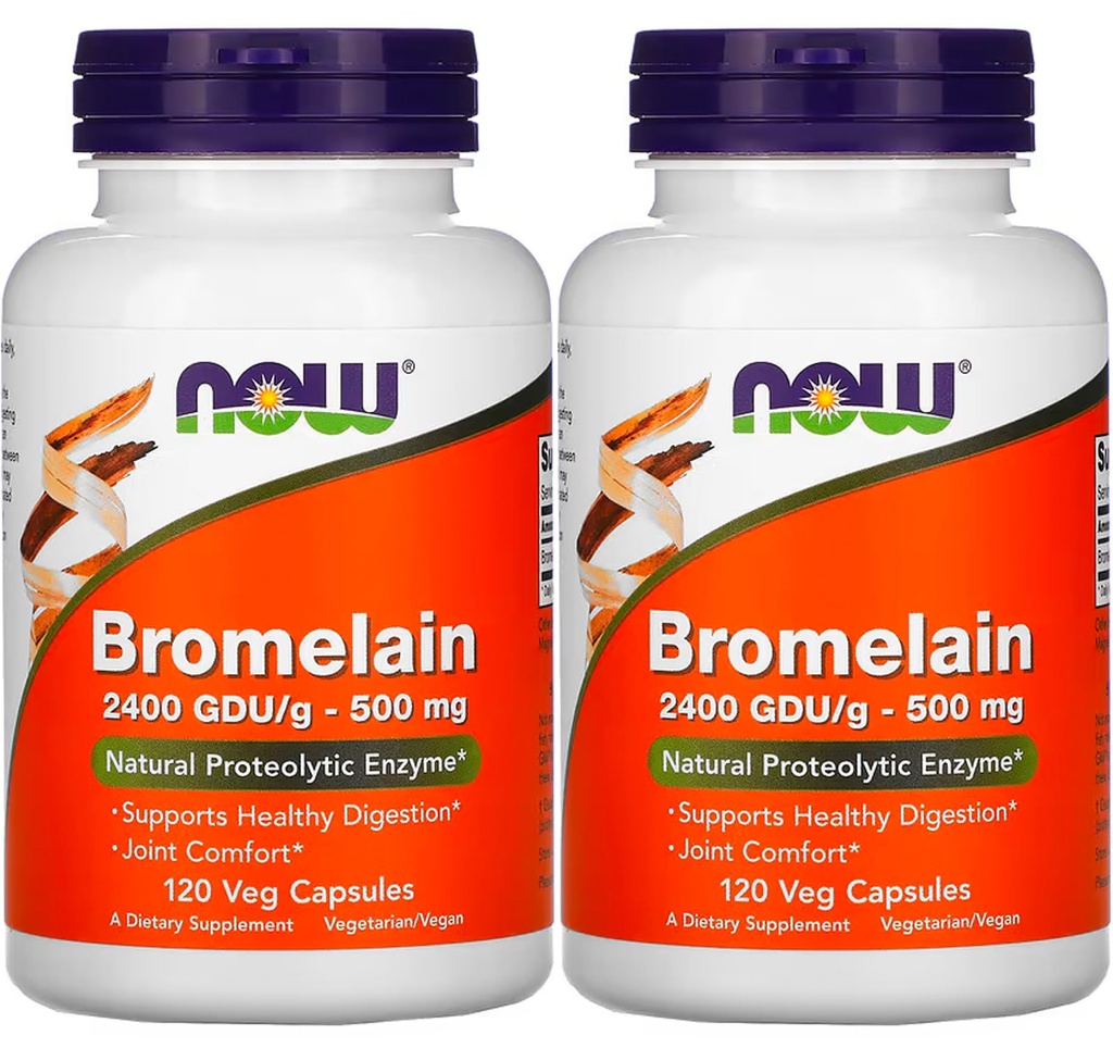 Τώρα τρόφιμα Bromelain 2400Gdu/500mg, 120 κάψουλες Veg (πακέτο του 2)