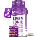 Herbtonics Liver Cleanse Detox & συμπλήρωμα επισκευής με το γάλα Thistle & Artichoke 20-σε-1 Liver Support Formula, Energy & Overal Health 
