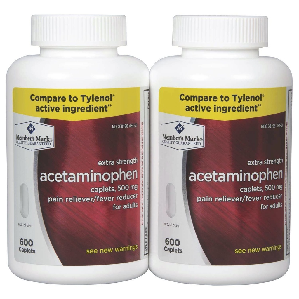 Μέλη Mark Acetaminophen, 1200 Caplets, Pain Reliever, 500 mg
