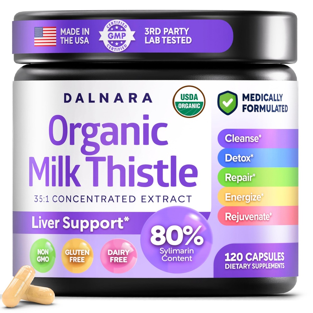 Κάψουλες Γάλα Thistle 120 Μετρήσεις, Premium Herbal Liver Support Formula, Non-GMO και Third-Party Tested, Υποστηρίζει φυσικό Detox, Cleanse & Επισκευή