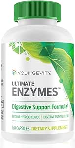Youngevity Ultimate Enzymes® - Multi Enzymes for Digestion, Gas & Bloating Relief - Betaine HCl, Ox Bile, Pancreatine 10X, Papain 6M, Pepsin 1:3000 (120 Κάψουλες)