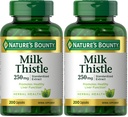 Nature's Bounty Milk Thittle Capses, παραδοσιακά χρησιμοποιείται για την υγεία του ήπατος, συμπλήρωμα βοτάνων, 250 mg ανά υπηρεσία, 200 Count (πακέτο των 2)