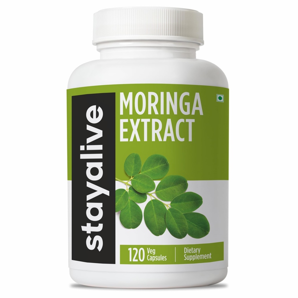STAY ALIVE Moringa κάψουλες 1000mg, 20:1 Extract, 120 χάπια, Πράσινα Superfood με επιπλέον δύναμη, 100% καθαρή σκόνη φύλλων Oleifera, 2 μήνες προσφοράς, όλα τα φυσικά, μη ΓΤΟ και χωρίς γλουτένη Moringa συμπλήρωμα