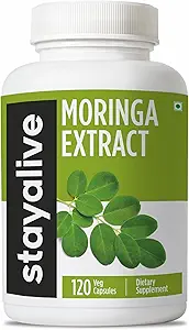 STAY ALIVE Moringa κάψουλες 1000mg, 20:1 Extract, 120 χάπια, Πράσινα Superfood με επιπλέον δύναμη, 100% καθαρή σκόνη φύλλων Oleifera, 2 μήνες προσφοράς, όλα τα φυσικά, μη ΓΤΟ και χωρίς γλουτένη Moringa συμπλήρωμα