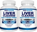 Arazo Διατροφή Liver Cleanse Detox & Φόρμουλα επισκευής – Γάλα Thittle βοτανικό συμπλήρωμα υποστήριξης: Silymarin, Beet, Artichoke, Dandelion, Chicory Root (πακέτο του 2)