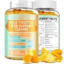 Liver Cleanse Detox & Repair 2000 Mg Milk Thistle Gummies - Mango Pineapple - with NAC, Glutathione, Dandelion Root, Aloe Vera Leaf, etc, Gluten-Free, 60 Count