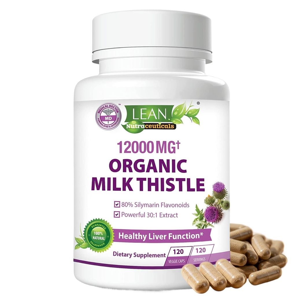 Γάλα Thittle Liver Cleanse Detox & Repair Support Organic Supplement, 12000 Mg 120 Day 30X Seed Extract with Silymarin, MD Super Ultra Herbal Kidney Lung Renew Aid Health Formula Pills, 120 Caps