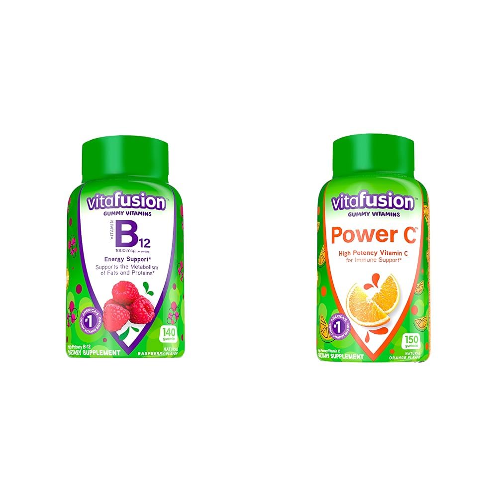 Vitafusion Βιταμίνη Β12 Gummy Βιταμίνες 140 Count & Power C Βιταμίνη C Gummies 150 Count