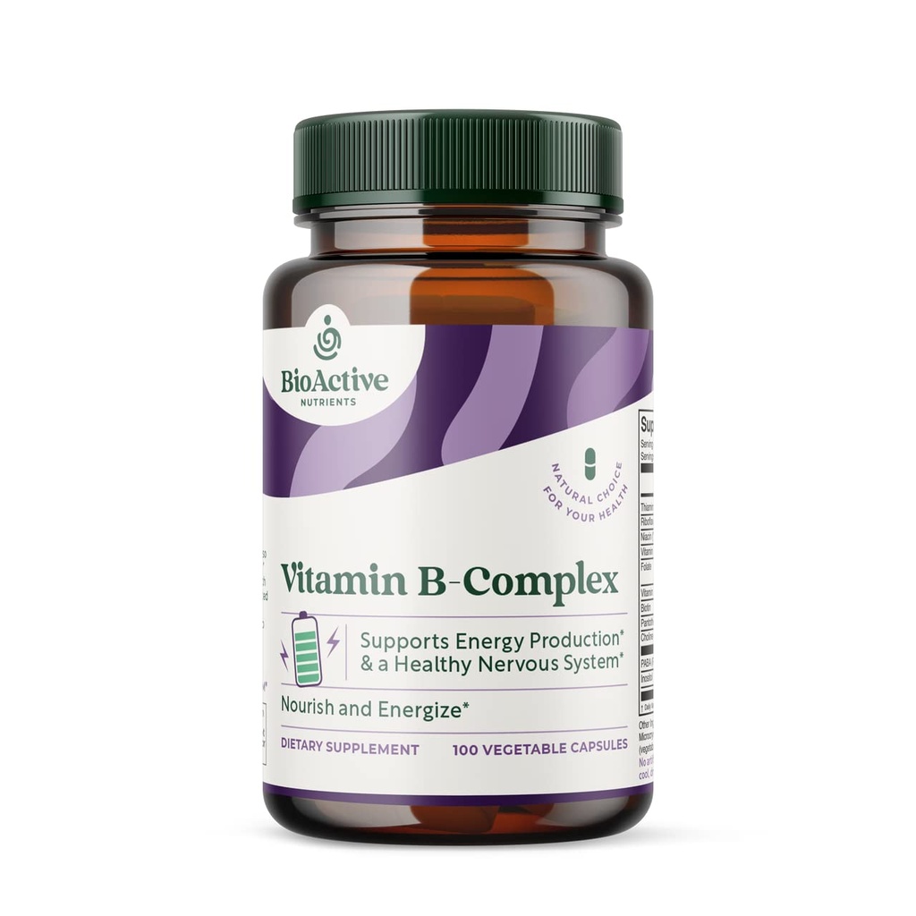 BIOACTIVE NUTRIENTS Vitamin B Complex Dietary Supplement - 100 κάψουλες λαχανικών - για τη συνολική υγεία