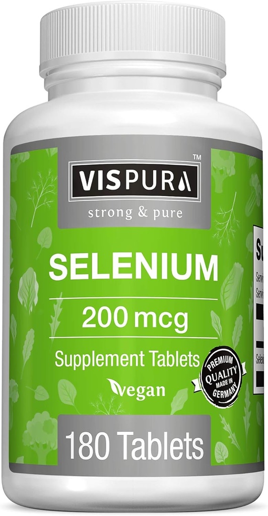 Σελήνιο 200 mcg συμπλήρωμα, 180 Vegan δισκία για ανοσοποιητικό σύστημα, Thyroid, Prostate και Heart Health*, Βιολογικό, Φυσικό & Gluten Free Trace Mineral Χωρίς Πρόσθετα
