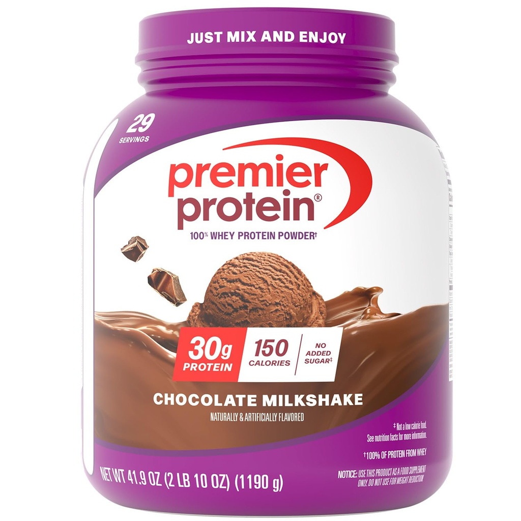 Premier Protein Powder, Chocolate Milkshake, 30g Πρωτεΐνη, 1g Ζάχαρη, Χωρίς Σόγια, Χωρίς Γλουτένη, 41.9oz (29 εξυπηρετούν)