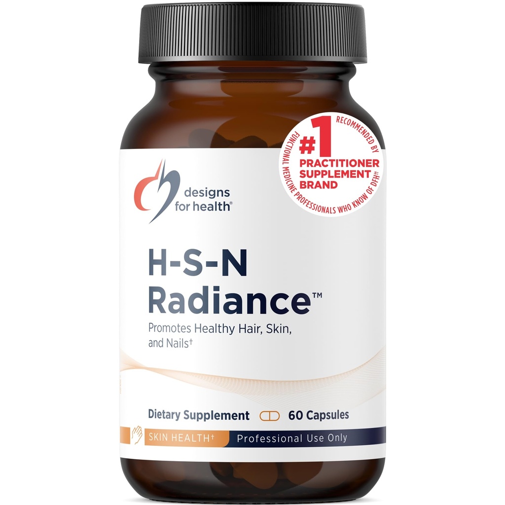 Designs for Health H-S-N Radiance - Hair Skin Nails Vitamins for Women and Men - Promote Healthy Hair, Skin Elasticity & Strong Nails with Vitamin C, Biotin, Keratin & Botanicals (60 Capsules)