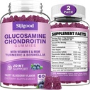 2 Συσκευασία Γλυκοζαμίνη Chondroitin Gummies, Extra Strength Glucosamine Chondroitin MSM with Elderberry & Turmeric, Κοινή Υγεία, Ευελιξία, Αντιοξειδωτικό, Ανοσοποιητικό για Ενήλικες-Blueberry Γεύση, 120 Gummies