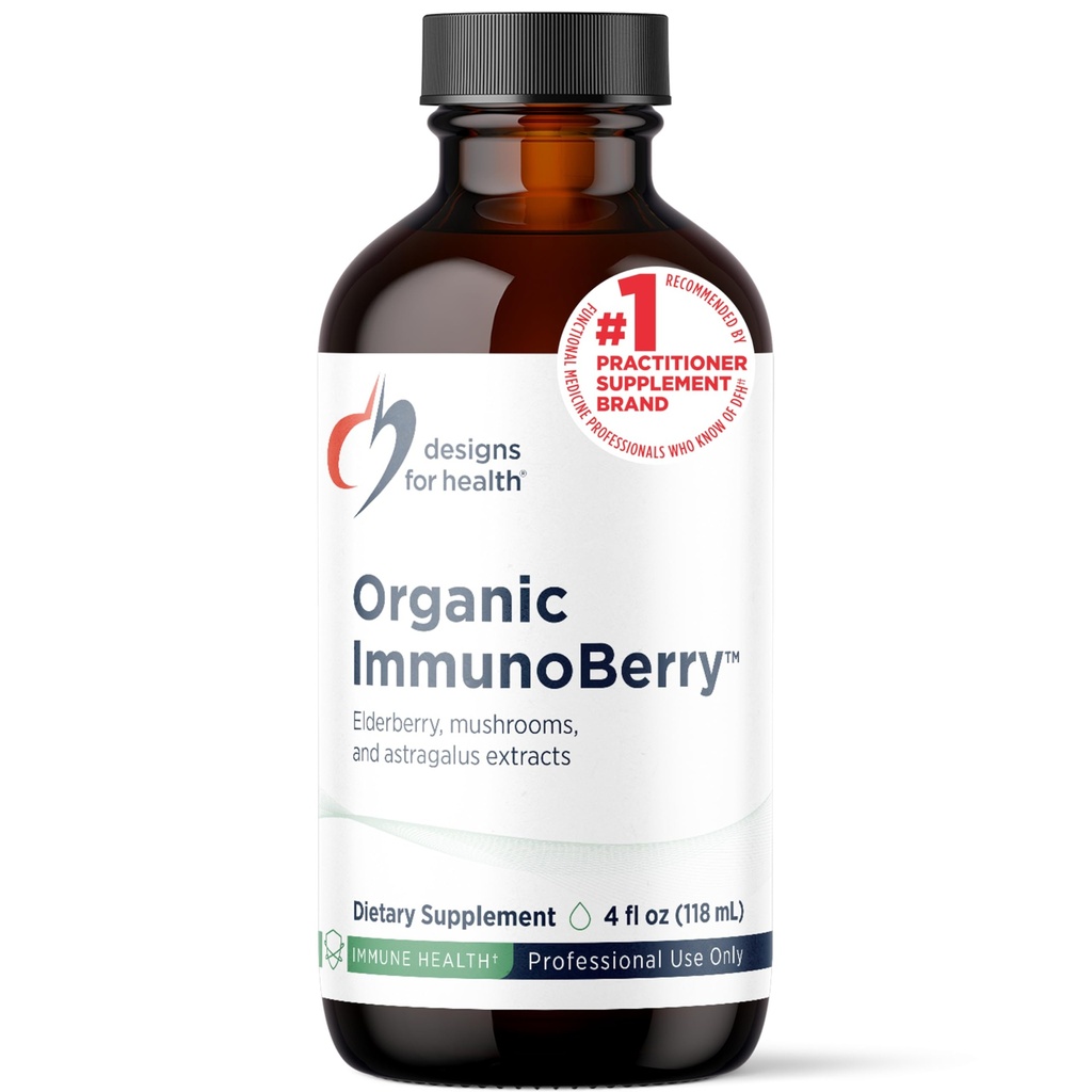 Designs for Health Elderberry Syrup with Wild Cherry Bark - Organic ImmunoBerry Liquid - Astragalus, Shiitake + Maitake Mushroom - Immune Support Supplement for Adults + Kids (118 Servings / 4oz)