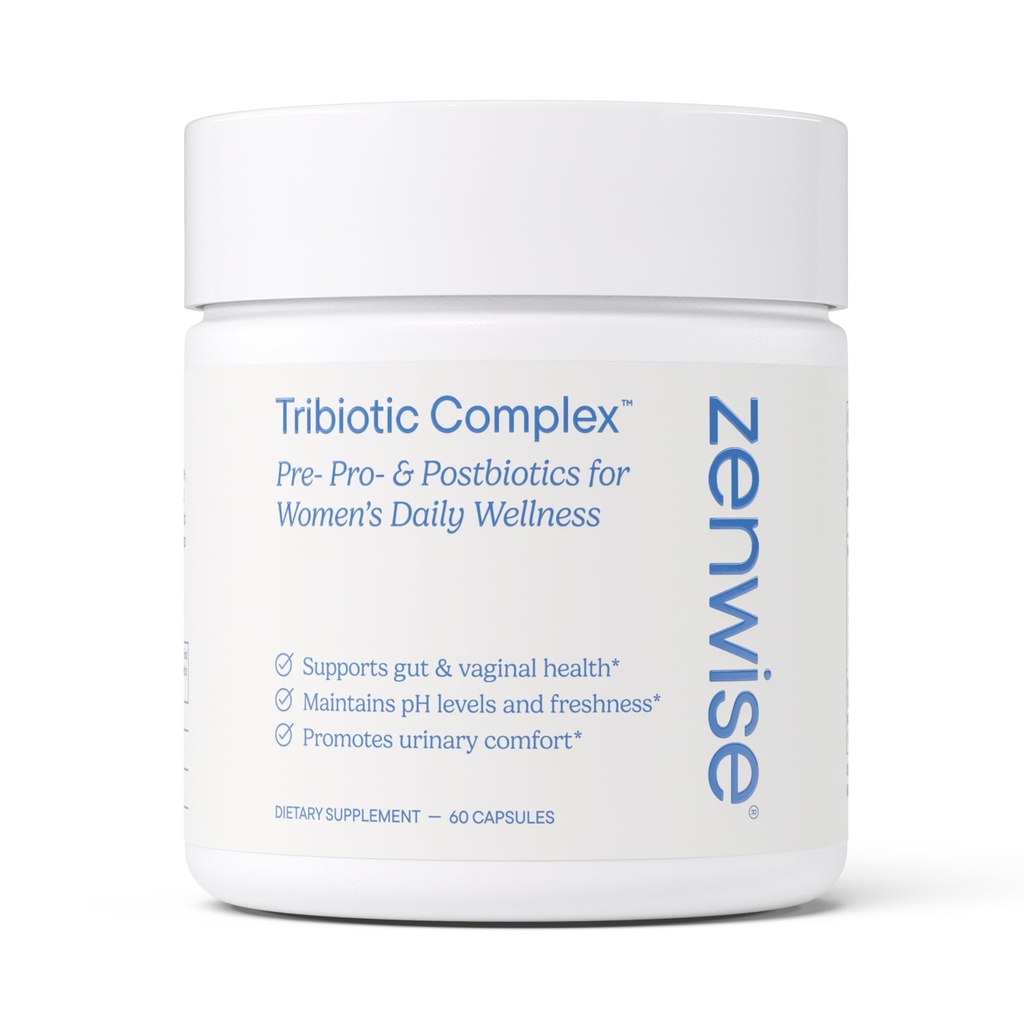 Zenwise Health Womens Triobiotic Complex Supplement for Digestive, Gut Flora & Vaginal Health - Daily Probiotics for Women with Digestive Supports Bloating & Gas Relief - 60 Count