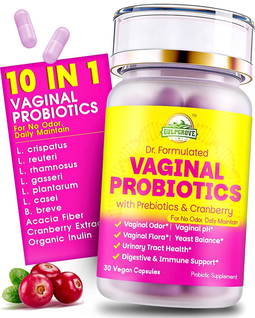 Vaginal Probiotics for Women with Prebiotics & Cranberry - Dr. Formulated Feminine pH Balance Daily Supplement, Supports Vaginal Odor Control & Urinary Tract Health, 30 Servings