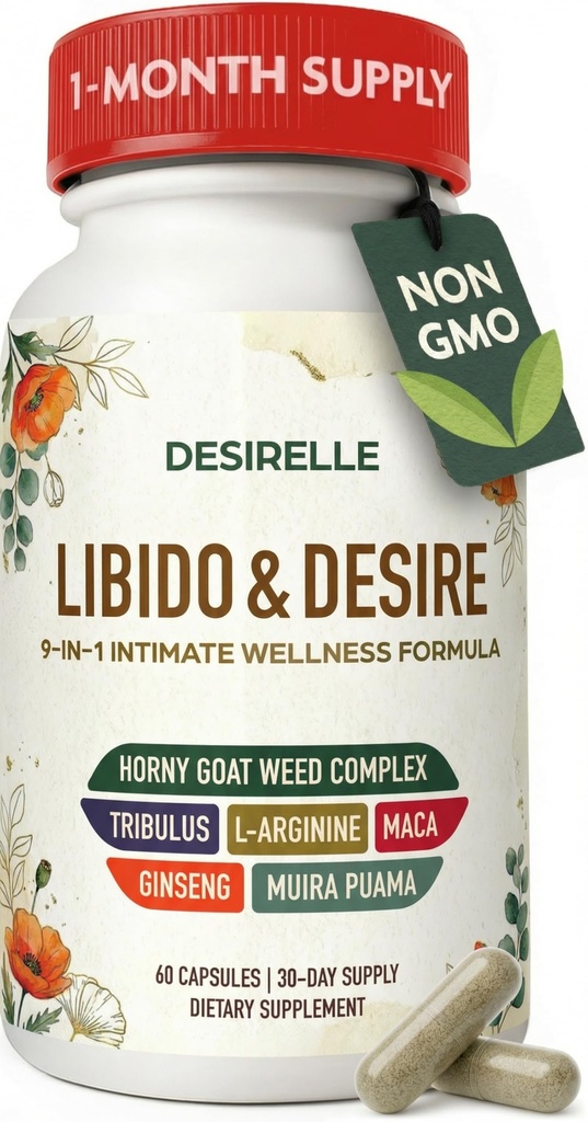 Libido Support for Women Fast Acting - Hormone Balance for Women with Hornygoatweed, Tribulus Terrestris and Maca Root, Enhancing Supplements for Couples 60ct, 30-Day Supply USA Tested