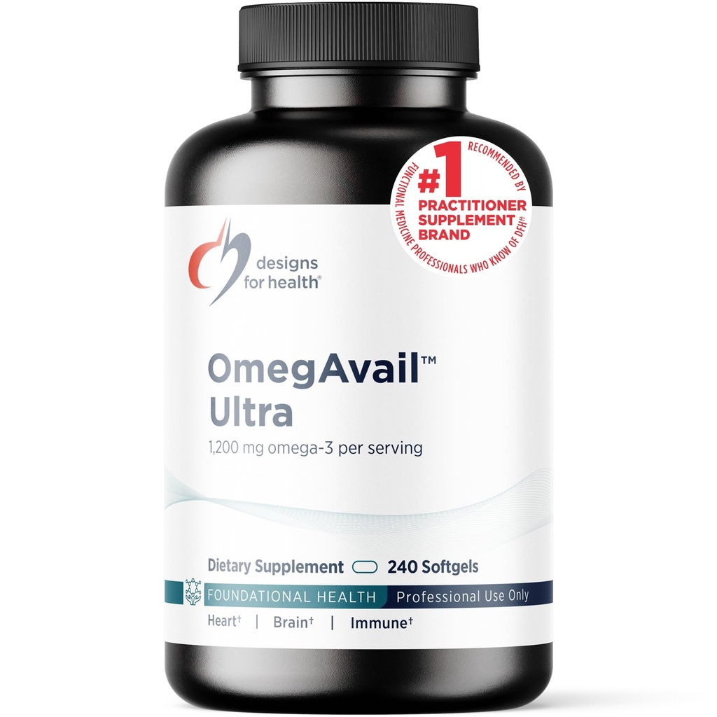 Σχέδια για την υγεία OmegAvail Ultra TG Fish Oil 1200mg - Τριγλυκερίδια Omega 3 Fish Oil Συμπλήρωμα με DHA/EPA - Χωρίς ψαρική επίγευση (240 Softgels)