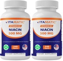 Vitamatic Niacin (Vitamin B3) 500mg, Sustained Release, 240 Tablets - Non-GMO & Gluten Free (Pack of 2)