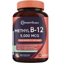 Doctor's Recipes Vitamin B12 Sublingual, Methylcobalamin 5000 mcg 120 Fast Dissolve Tablets, Natural Peach Flavor, Vegan Methyl, Energy Metabolism & Nervous System