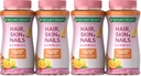 Nature's Bounty Hair, Skin & Nails with Biotin and Collagen, Citrus-Flavored Gummies Vitamin Supplement, Supports Hair, Skin, and Nail Health for Women, 2500 mcg, 80 Ct (Pack of 4)