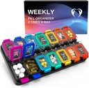 Extra Large Weekly Pill Organizer 2 φορές την ημέρα - Airtight Pill Box 7 ημέρα - Am Pm περίπτωση βιταμίνης - Medicine Container Δύο εβδομάδες κάτοχος συμπλήρωμα καθημερινή φαρμακευτική αποθήκευση XL δύο φορές Med Sorter χαριτωμένο