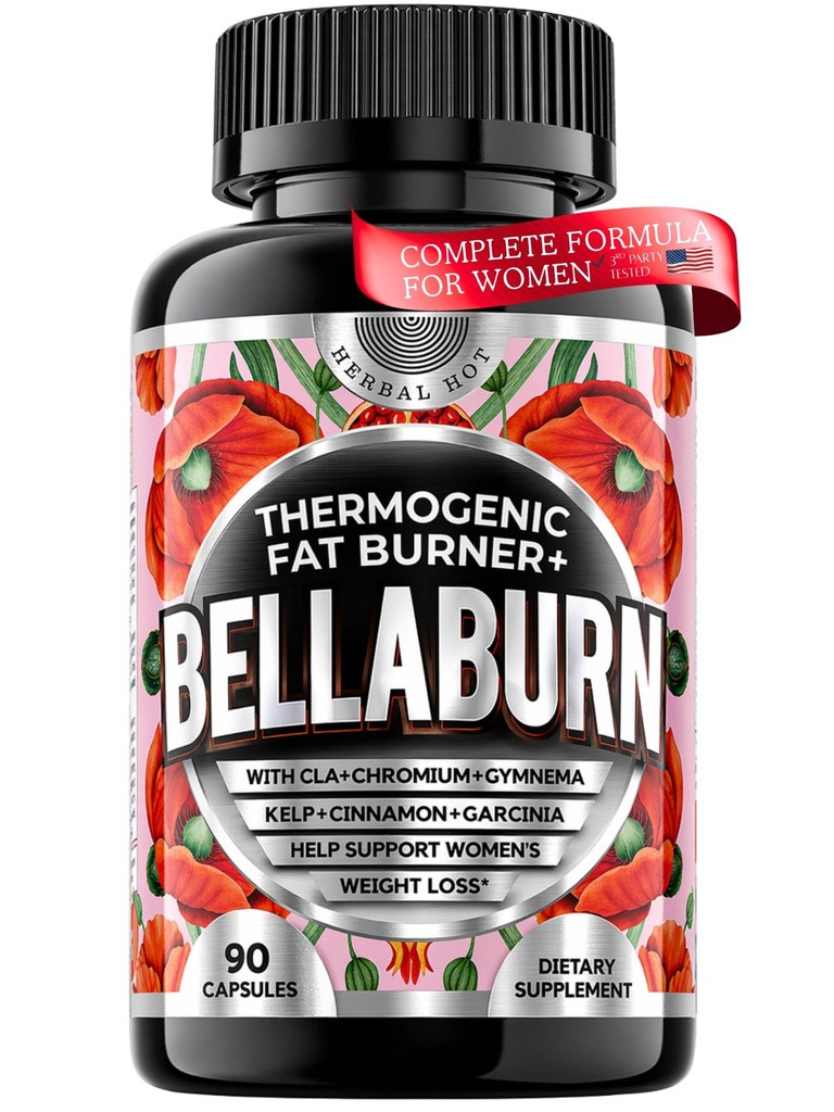 Thermogenic Fat Burner for Women | Belly Fat Burner, Metabolism, Appetite Suppressant, Bloating Support Supplement | CLA, Chromium, Garcinia, Cinnamon | USA Made, 3rd Party Tested | 90 Capsules