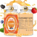 L-Lysine Gummies 1000mg - L-Lysine Συμπληρώματα για τα παιδιά και τους ενήλικες - Lip and Cold Sore* Υποστήριξη για τις γυναίκες - Chewable Lysine Gummies with Vitamin B12 - Vegan, Non GMO, Gluten-free, 120 Μετρητές