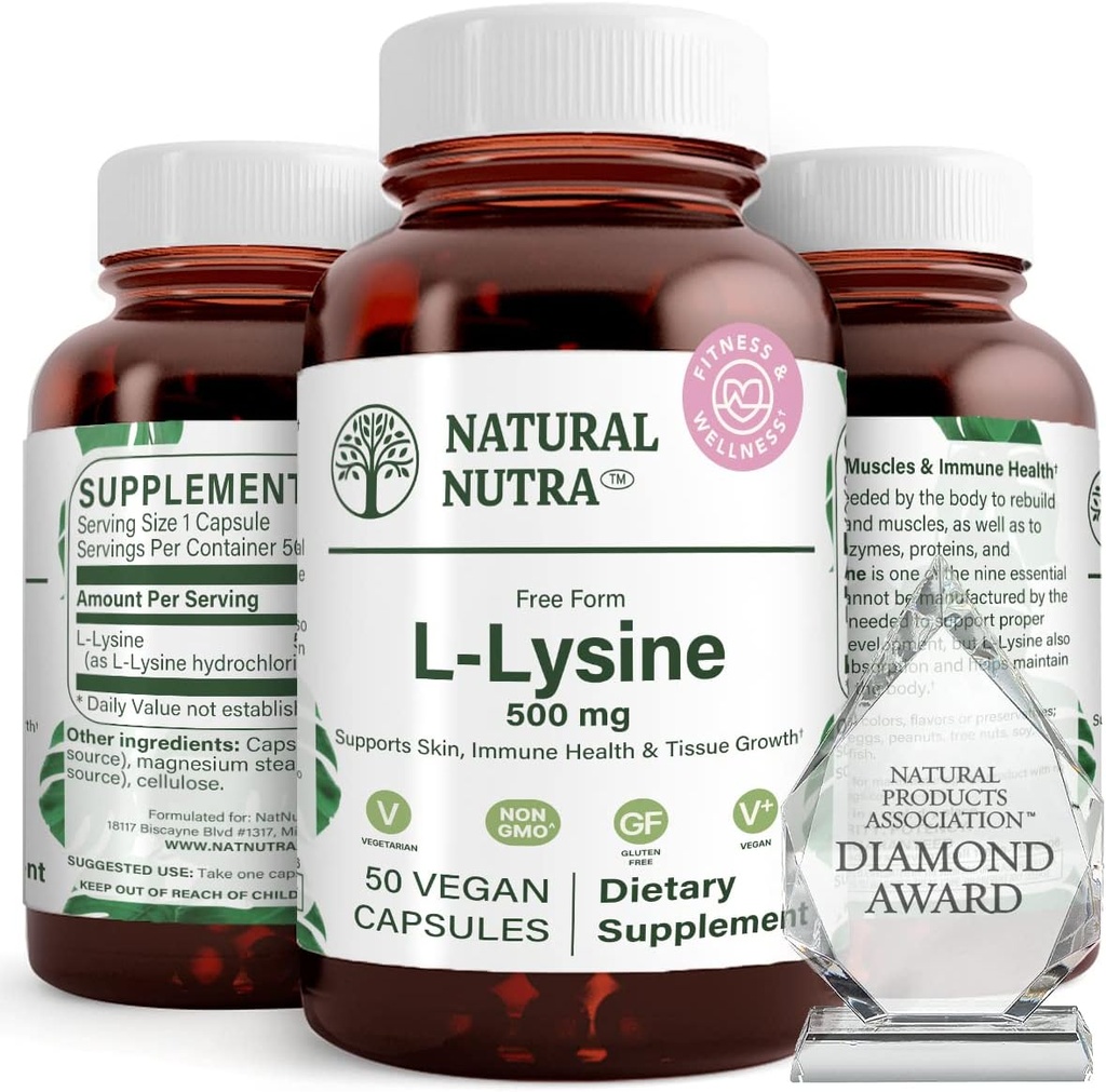 Natural Nutra L L Lysine HCl, προάγει την υγεία και την ανάπτυξη των οστών, υποστηρίζει την υγεία του δέρματος, βελτιώνει την απορρόφηση βιταμίνης C, βοηθά Χτισμένο κολλαγόνο, βελτιώνει την απορρόφηση ασβεστίου, μη-GMO, Vegan, 500 mg, 50 κάψουλες.