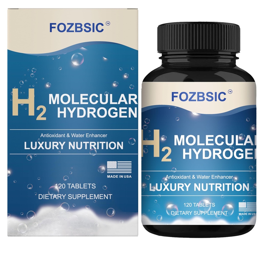 Hydrogen Water Tablets with Magnesium - H2 Molecular Tabs for Drinking Water, Non-GMO, Gluten-Free and Vegan - Supports Energy - 120 Count (60 Servings)