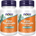 NOW Συμπληρώματα, ψευδάργυρος Picolinate 50 mg, υποστηρίζει λειτουργίες ενζύμων *, ανοσοποιητική υποστήριξη *, 60 κάψουλες Veg (πακέτο του 2)