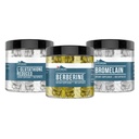 Earthborn Elements Berberine, L-Glutathione, & Bromelain Capsule Bundle (200 Capsules Each), Pure & Undiluted, No Additives