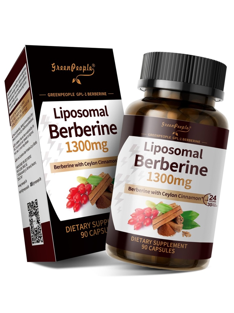 GREENPEOPLE Liposomal Berberine HCL1300mg - Berberine Supplement with Ceylon Cinnamon Activates AMPK - High Absorption Formula Healthy Weight Support – Non-GMO/Vegan – 45-Day